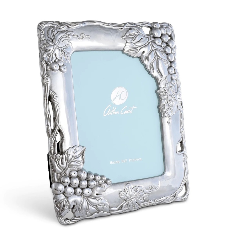 Arthur Court Grape Picture Frame 5” X 7” Photo Aluminum Serveware
